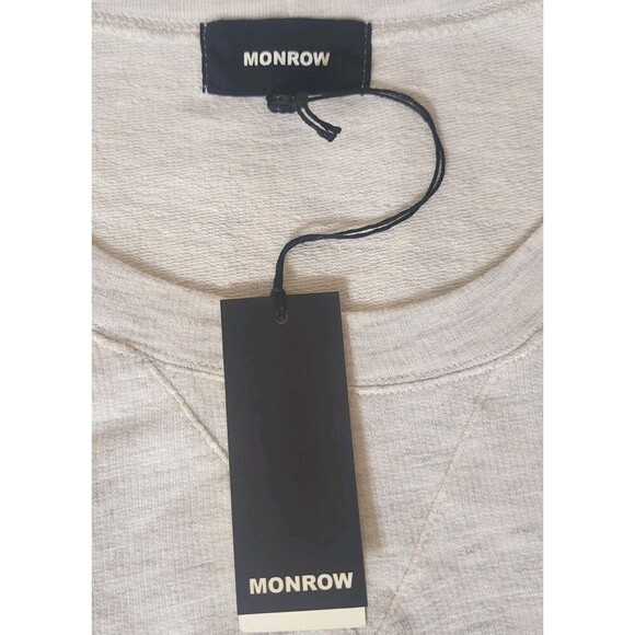 Monrow Mens Supersoft Crewneck Sweatshirt Heather Ivory/Gray XXL MSRP $138 - Picture 3 of 8